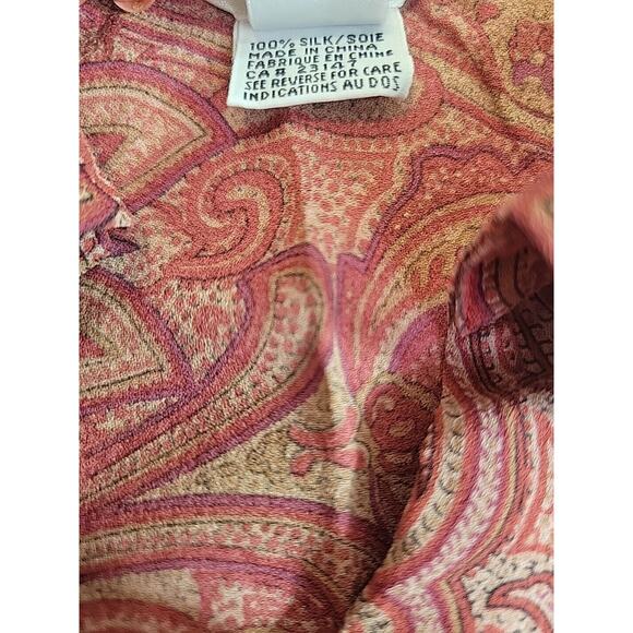 Talbots Red Paisley Print Silk Button Front Sleeveless Tank Top Women's Size 18 - Picture 7 of 9
